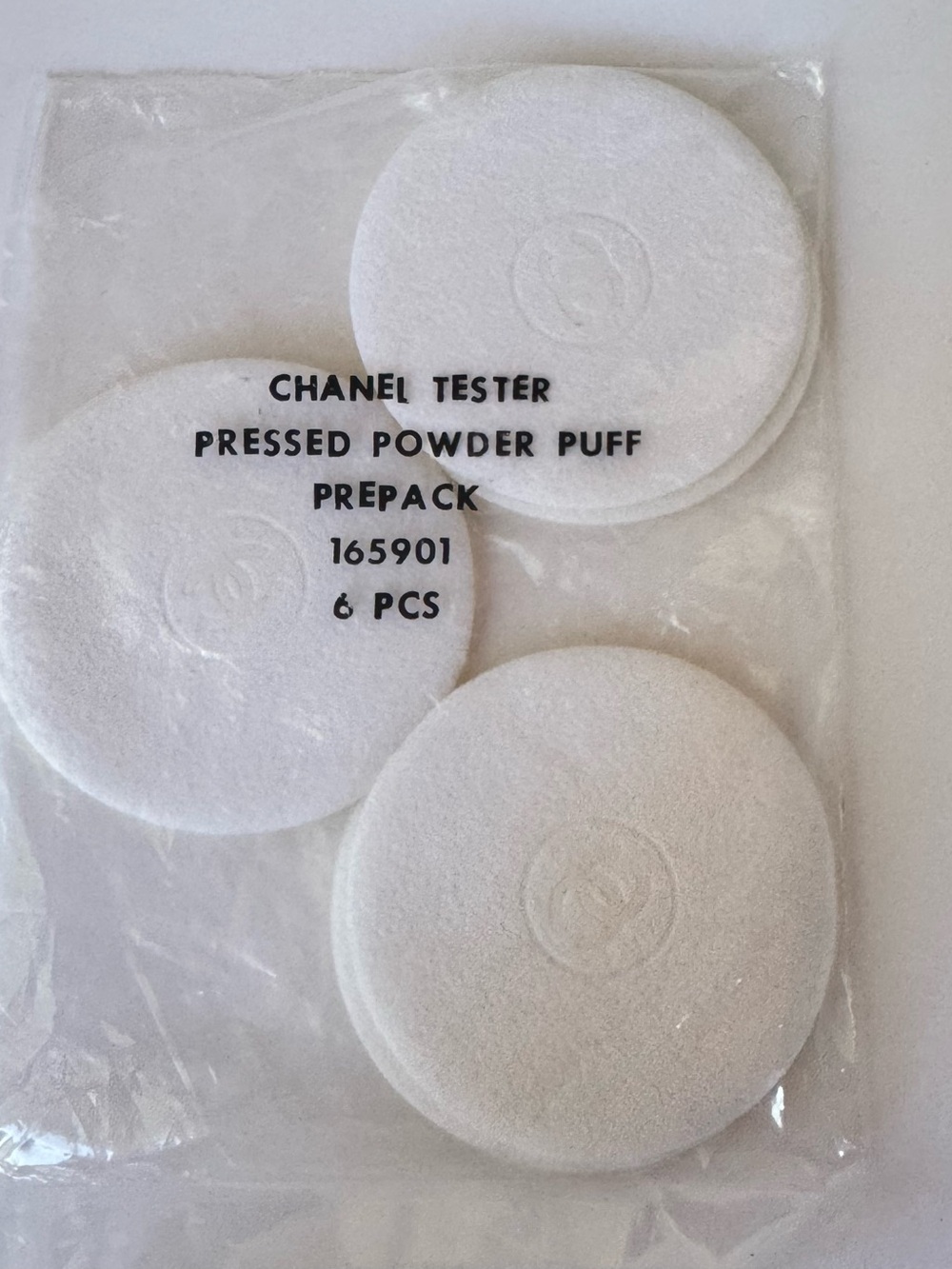 CHANEL White Round Pressed Powder Puffs Pack of 6